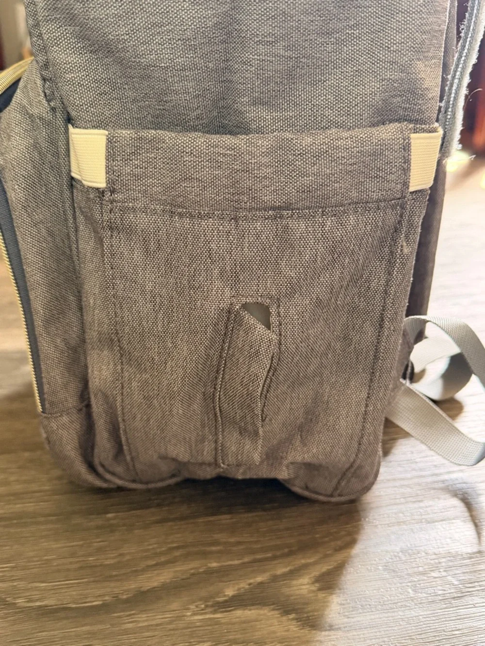 Light Taupe Baby Diaper Backpack with Detachable Pouch